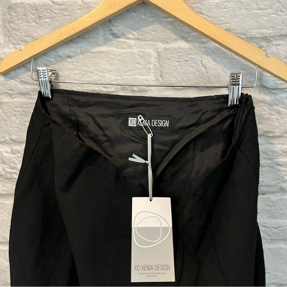 NWT XD Xenia Design Euro 46 Black Pleated Linen Blend Maxi Skirt - Picture 11 of 12
